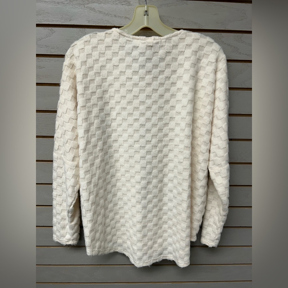 Ariella Cream V-Neck Sweater with Zipper - Picture 7 of 8